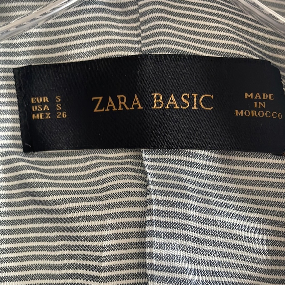 Zara Basic Striped One Button Jacket - Picture 2 of 5